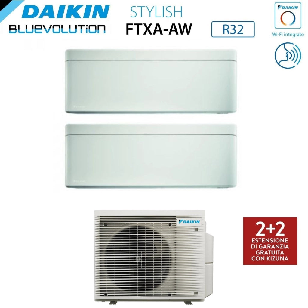 Condizionatore Dual Split Daikin Stylish White 12+15 con 2MXM68A R-32 Wi-Fi Integrato Bianco Garanzia Italiana