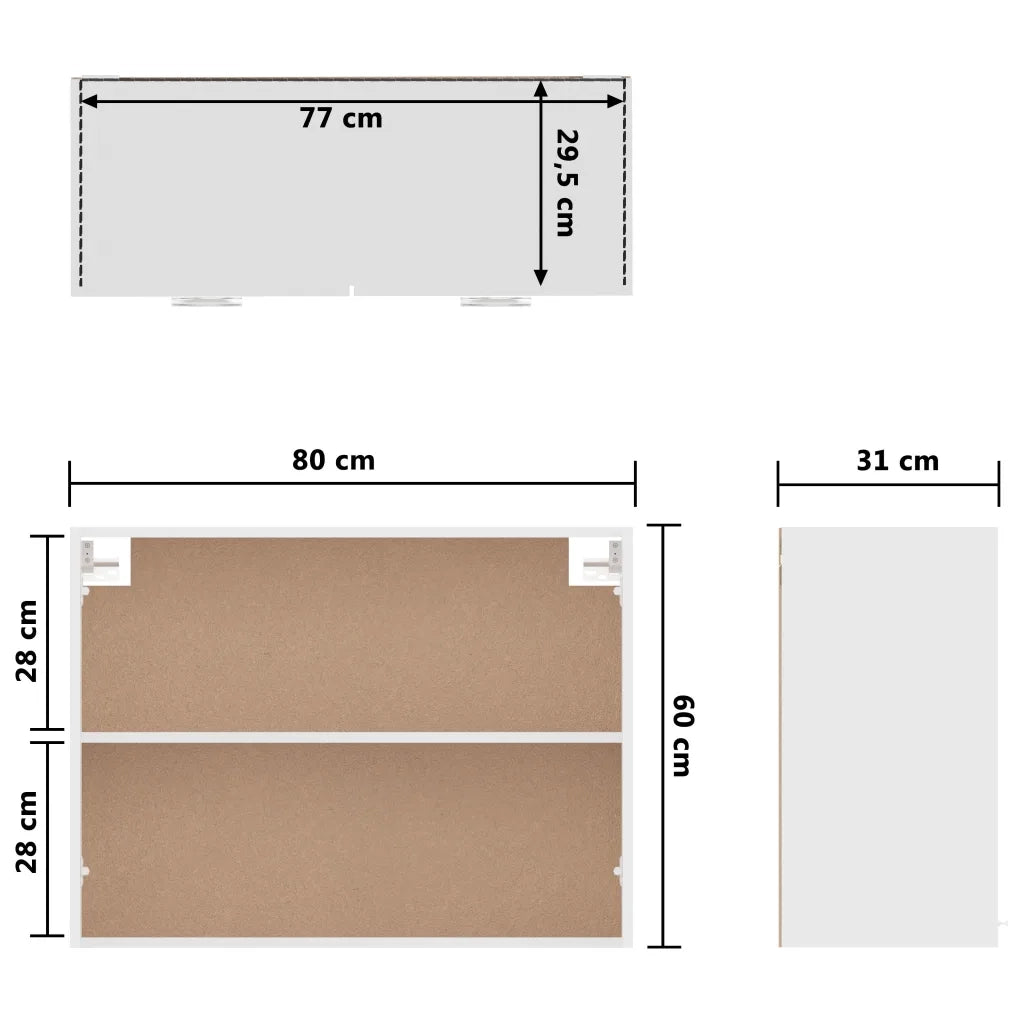 Mobile Pensile “Lyon” Bianco 80x31x60 cm in Legno Multistrato 801276