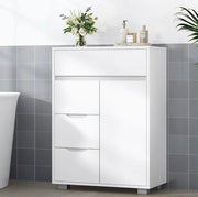 Cassa da bagno bianca con 4 ante e ripiani regolabili 30x55x82 cm