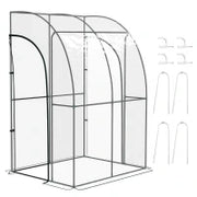 Serra da giardino adossata con 2 porte con cerniera avvolgibili in acciao PVC transparente