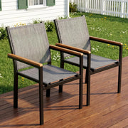 Textilene, 2 sedie da giardino in alluminio, impilabili, per sala da pranzo, balcone, terrazza, piscina, ristoranti, resistente alle intemperie, 2 pezzi, colore grigio lino