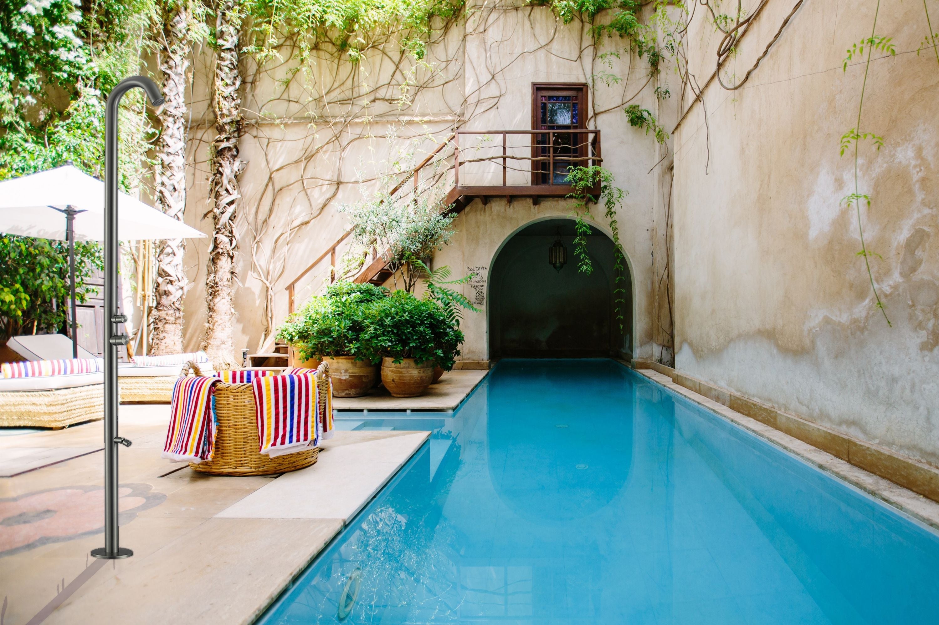 Doccia da Giardino 228,9x18x25 cm con Soffione e Lavapiedi Sined Quartu Canna di fucile