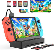 Adattatore TV per Nintendo Switch OLED - 7 in 1 HDMI 4 Slot per Cartucce di Gioco Porta USB 3.0 Base di Supporto per Switch