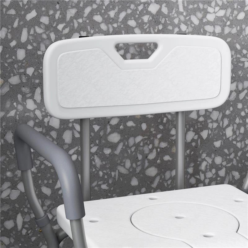 SEDIA DA DOCCIA 3 IN 1 CON SCHIENALE E BRACCIOLI, ALTEZZA REGOLABILE E PIEDINI ANTISCIVOLO, BIANCO