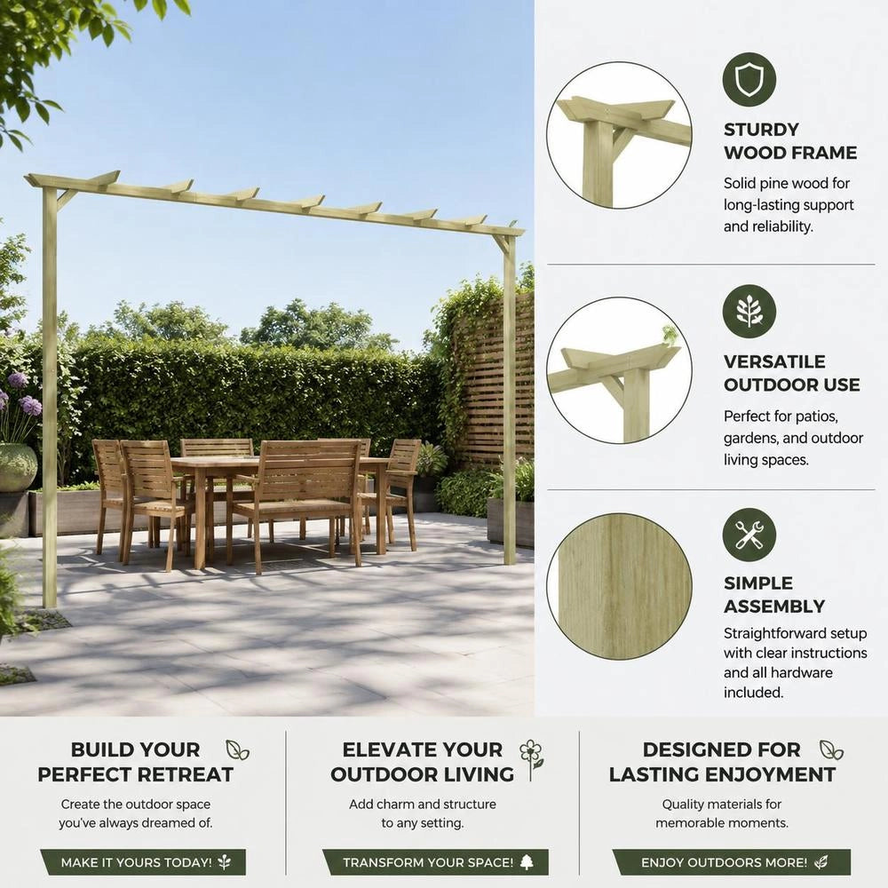 Garden Pergola, Pine Wood, Impregnated, 360x200x60 Cm