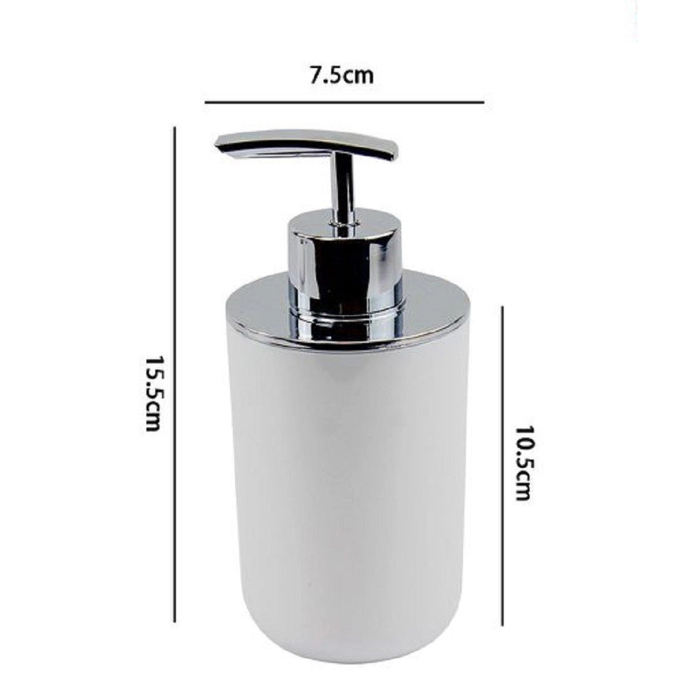 Trade Shop - Dispenser Porta Sapone Liquido Bianco Silver Per Ricambio Accessori Bagno 69461 -