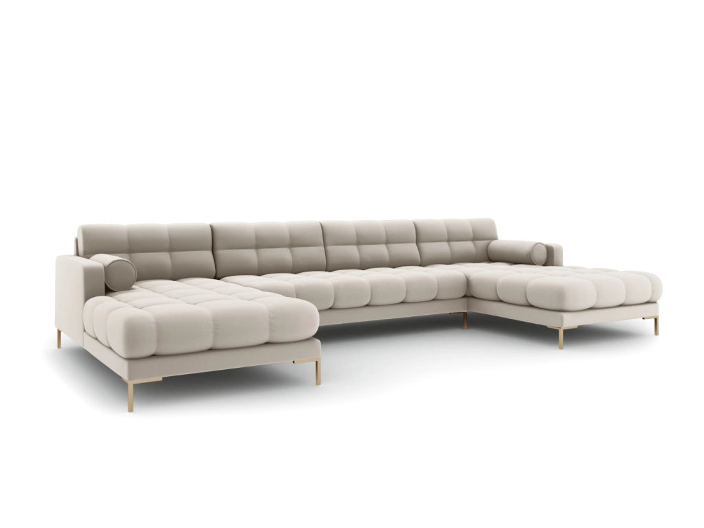 Cosmopolitan Design - Divano panoramico "Bali" 7 posti in tessuto strutturato beige 