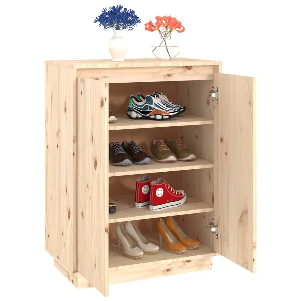 Scarpiera mobiletto portascarpe mobile per ingresso/corridoio/soggiorno 60 x 35 x 80 cm legno massello di pino marrone 02_0021395