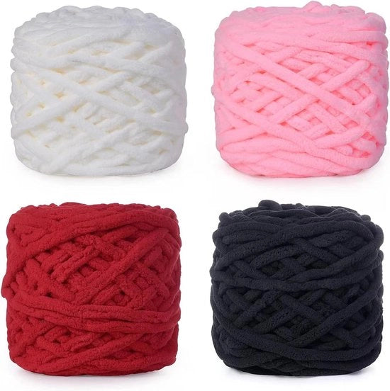 Set di 4 pezzi di lana da 100 g per maglia e crocchia - calze, coperte, maglioni, scarpe, cappelli, sciarpe