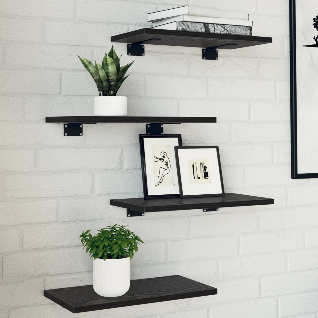 Mensole per Libreria , 4 pezzi, Rovere Nero, 40x20x1,5 cm, Legno Ingegnerizzato