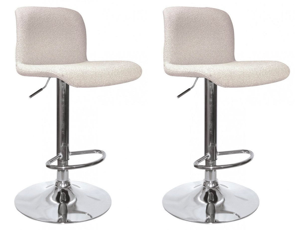 Set 2 Sgabelli Bar 41x46x86/107 cm in Poliestere Rafael Cromo-Beige