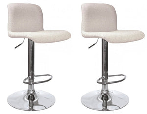 Set 2 Sgabelli Bar 41x46x86/107 cm in Poliestere Rafael Cromo-Beige