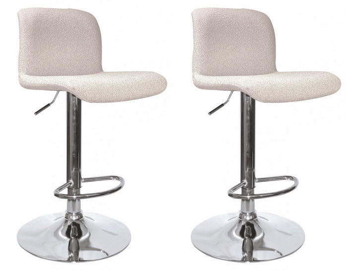 Set 2 Sgabelli Bar 41x46x86/107 cm in Poliestere Rafael Cromo-Beige