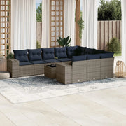 Set Divani da Giardino 11 pz con Cuscini Grigio in Polyrattan 3223100