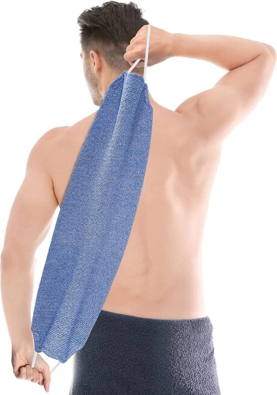 Rug scrubber doppio lato, bad borstello naturale per il corpo con 2 maniglie, aiuto per la doccia per eliminare la pelle morta