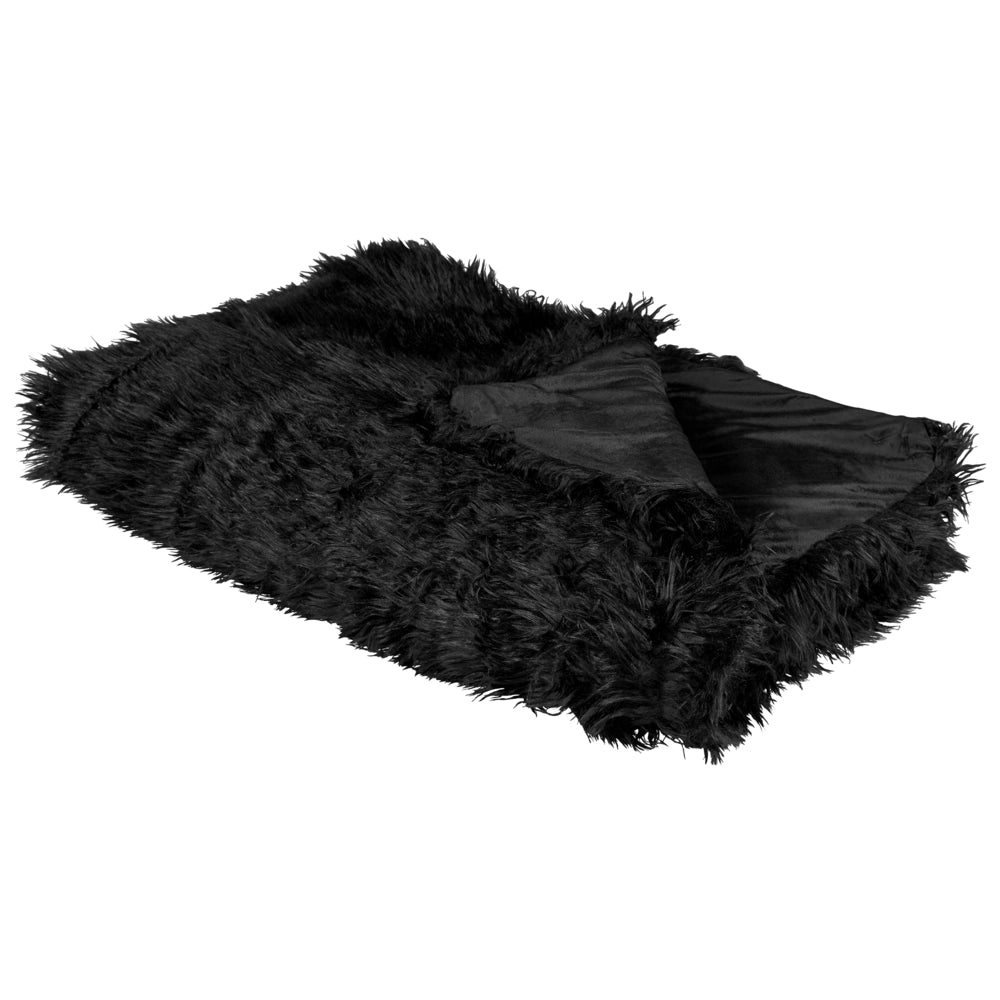 Coperta morbida in tessuto sintetico nero 150 x 200 cm camera da letto salotto soggiorno