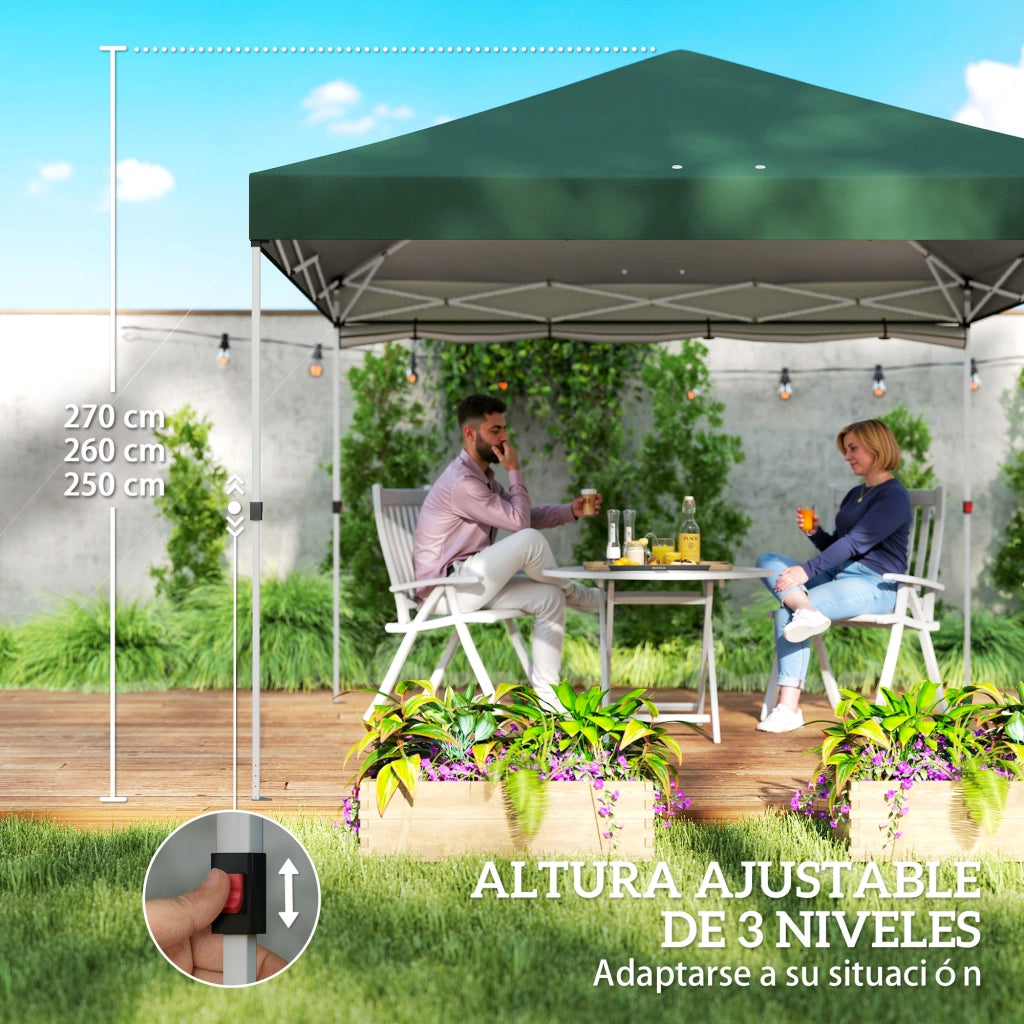 Carpa Pieghevole 3x3 m ¨C zephmum ¨C Verde con Pared Lateral UPF50+
