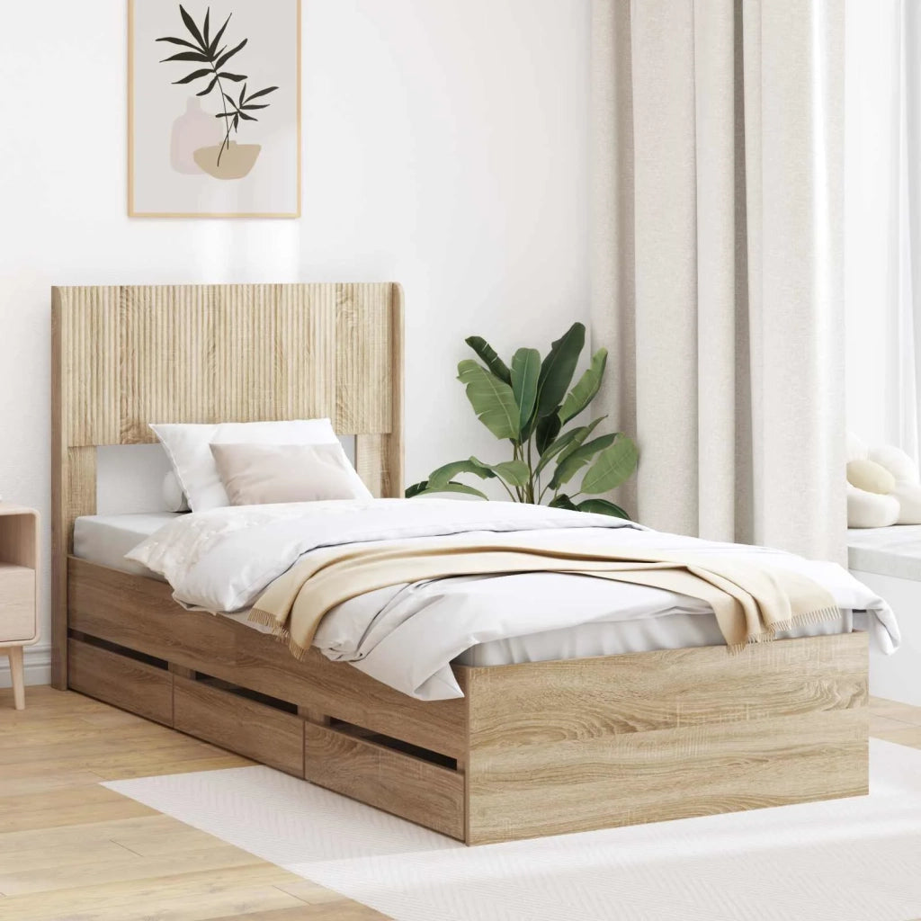 Struttura del letto con stoccaggio e testata Rovere Sonoma 3414349