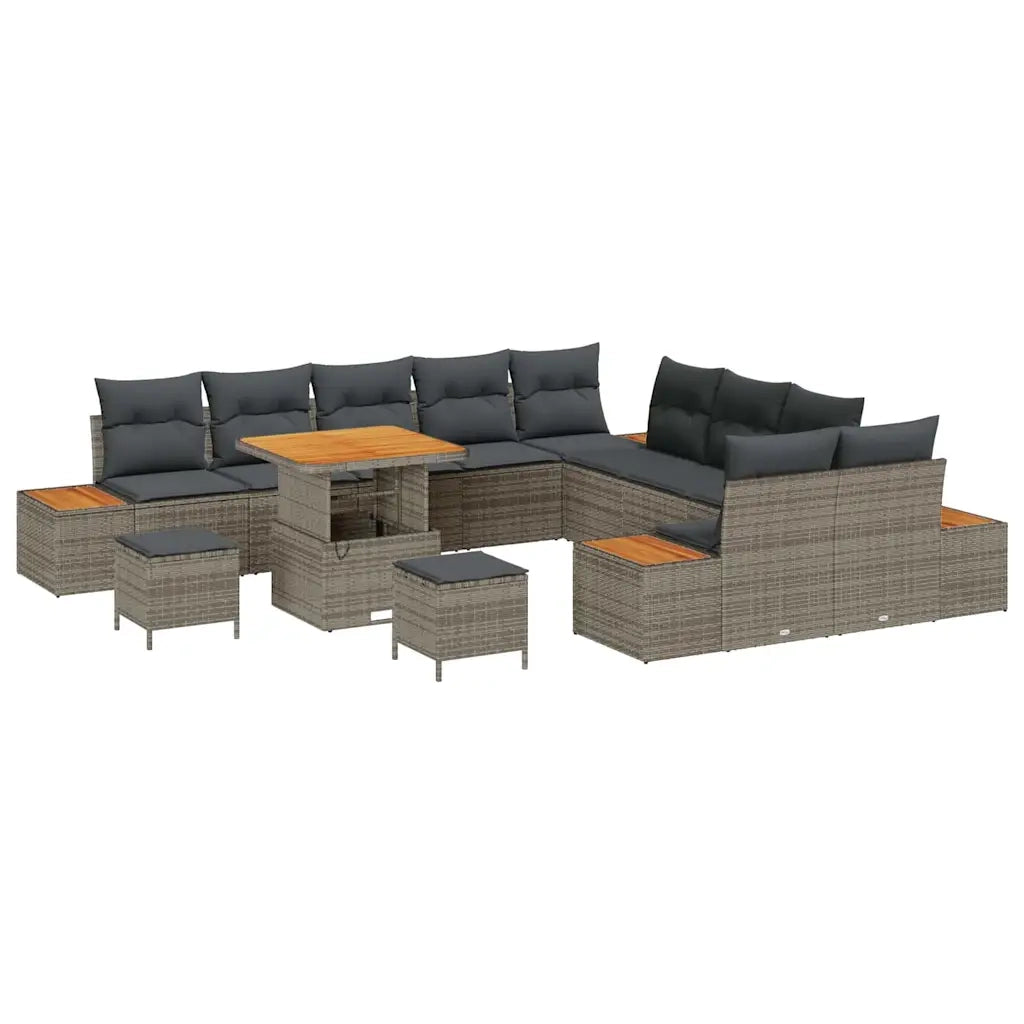 Set Divano da Giardino con cuscino 13 pcs Grigio Poly Rattan 3364923