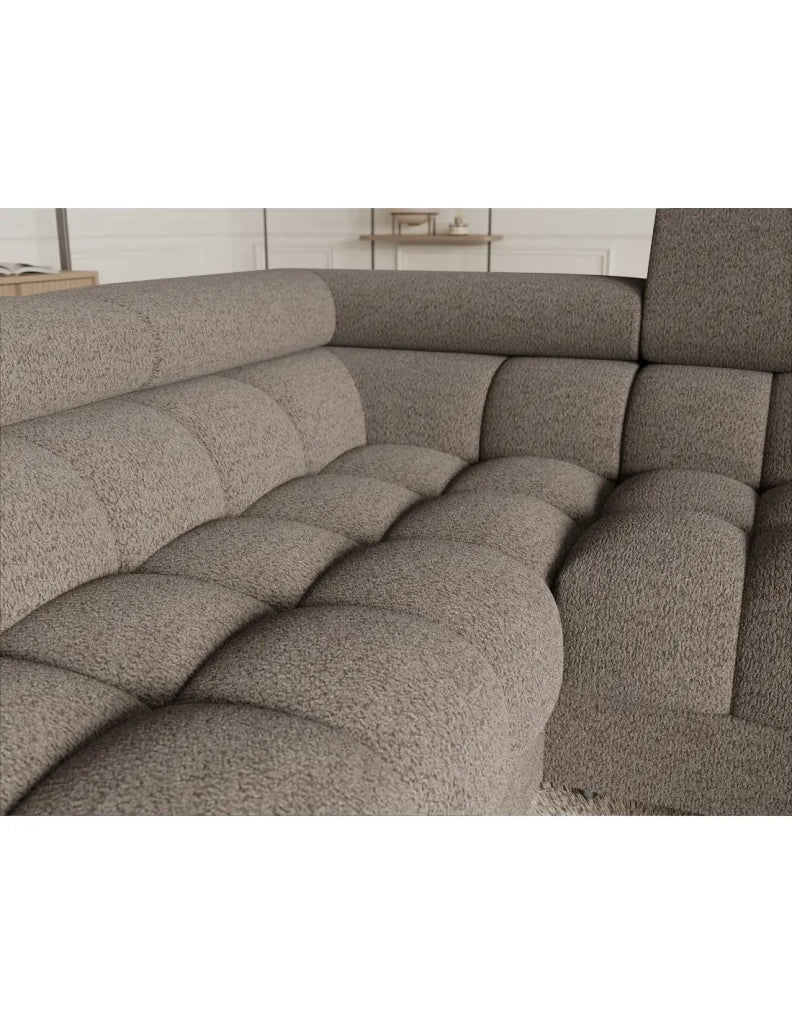 Divano panoramico convertibile FACTORY 3 posti marrone – angolo sinistro con contenitore