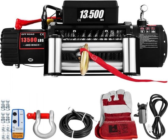 Lier elettrico 13500LBS 12V Motorizzato Lier in acciaio per rimorchio Cavo in acciaio Telaio in acciaio Trasmissione a ingranaggi