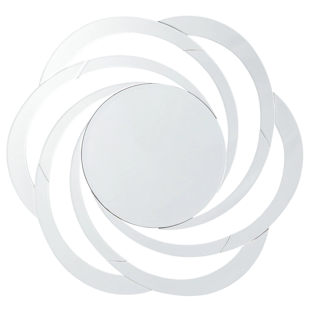 Specchio da parete in vetro argento MDF ciclone a forma di fiore moderno soggiorno camera da letto
