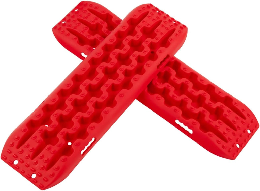 Piastre di sabbia, 2 pezzi, aiuto per l'avviamento per fango, sabbia e neve, Recovery Board Offroad carico 10T, scala per pneumatici per fuoristrada, camper, auto, camion (rosso, 107 x 31 x 7 cm