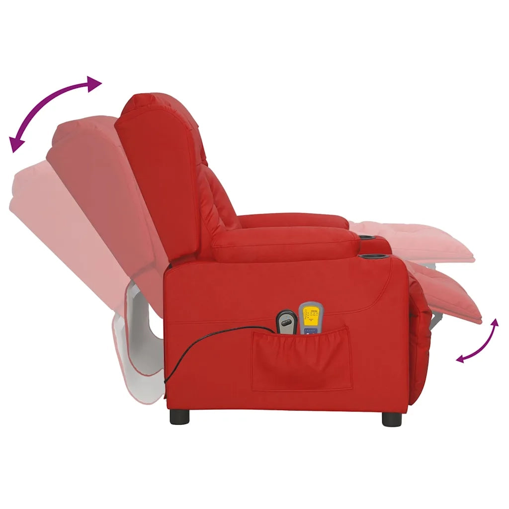 Divano Sedia-Poltrona Massaggio Elettrica Rosso Vino Similpelle 210330