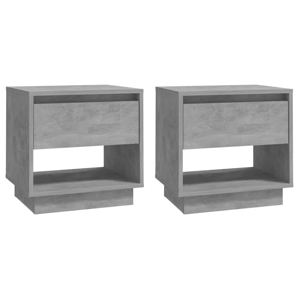 Comodini 2 pz-Set di 2 Tavolino da notte Grigio Cemento 45x34x44 cm in Truciolato