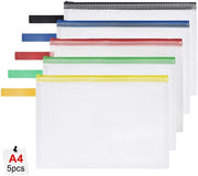 Documenti A4, 5 contenitori A4 con cerniera, sacchetto impermeabile in tessuto a rete con cerniera per documenti, carta, cosmetici, compiti e accessori di viaggio