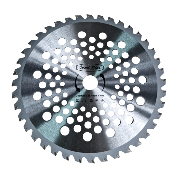 DISCO PER DECESPUGLIATORE PROFESSIONALE 'TUNGSTENO' IDEAL STAR Ø mm 255x25.4 - 40 denti - IDEAL STAR