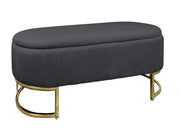 Panca Imbottita Divanetto In Velluto Contenitore Pouf PortaOggetti Panca Sgabello A Pie Di Letto Con Gambe In Metallo Dorato Cassapanca Ingresso Legno Massello Panchina  - Stone