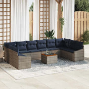 Set Divano da Giardino 11 pcs Grigio e Blu Navy