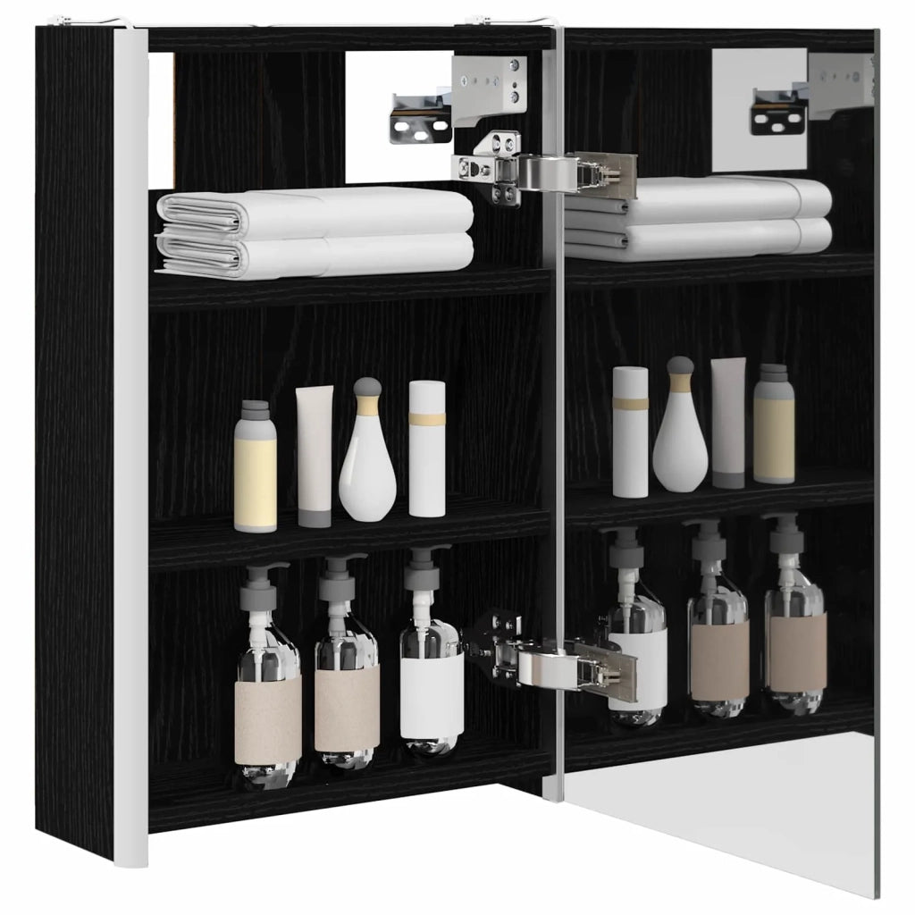 Mobiletto per specchio da bagno Rovere Nero 33 x 11,5 x 50 cm
