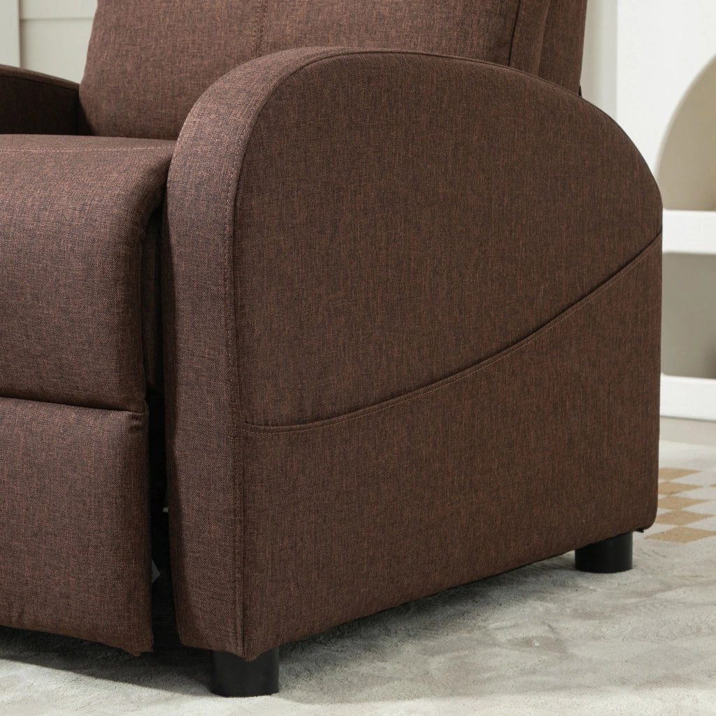 Poltrona Relax Reclinabile in Tessuto con Poggiapiedi ¨C Zephmum ¨C Marrone 69x85x100 cm