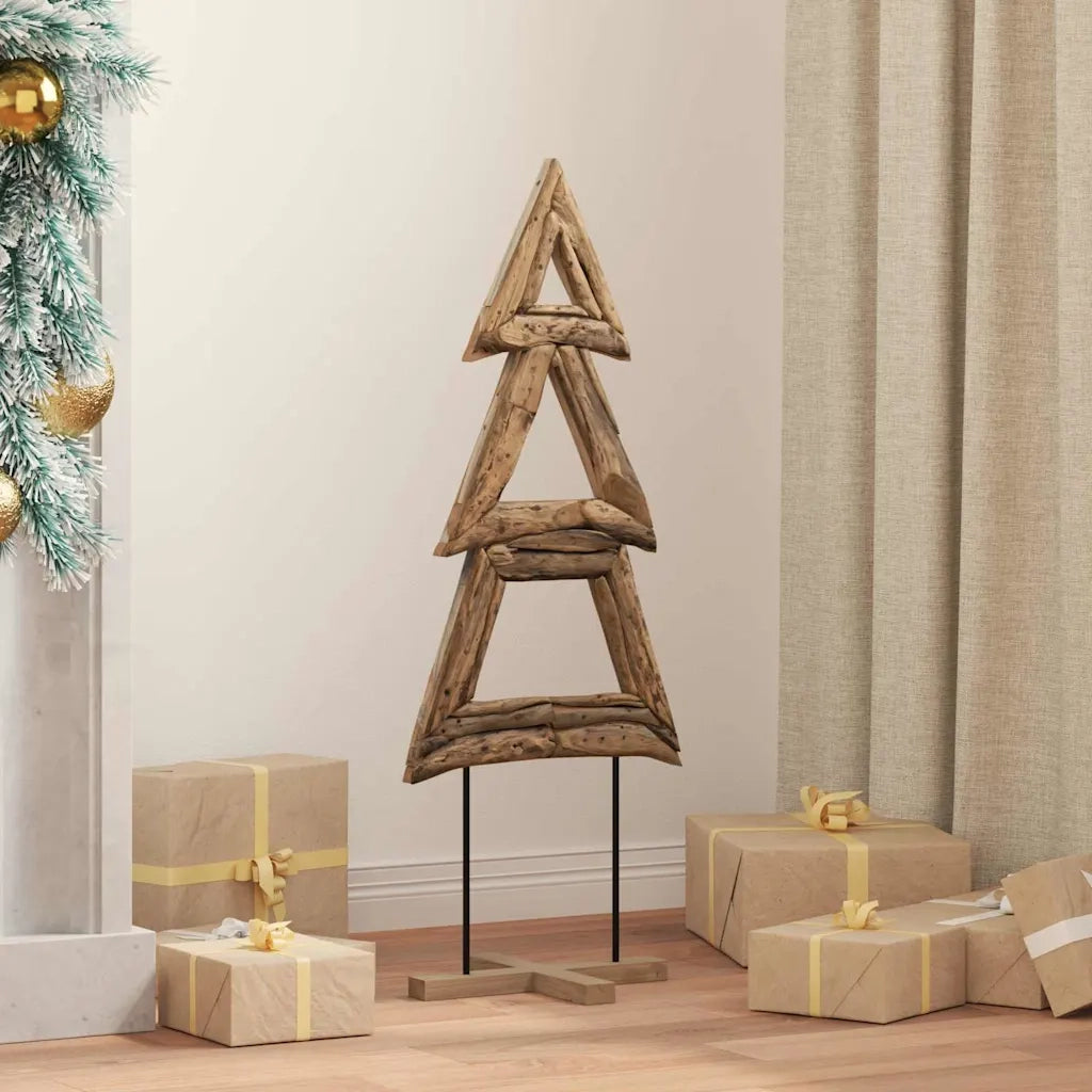 Albero di Natale | Decorazioni natalizie Marrone 90 cm Legno massello di teak