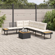 Set Divani da Giardino 2 pz | Set Salotto da Giardino con Cuscini Nero Polyrattan Acacia