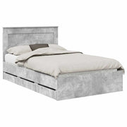 Letto matrimoniale | Letto per adulti | Struttura del letto con cassetto Grigio cemento 135 x 190 cm