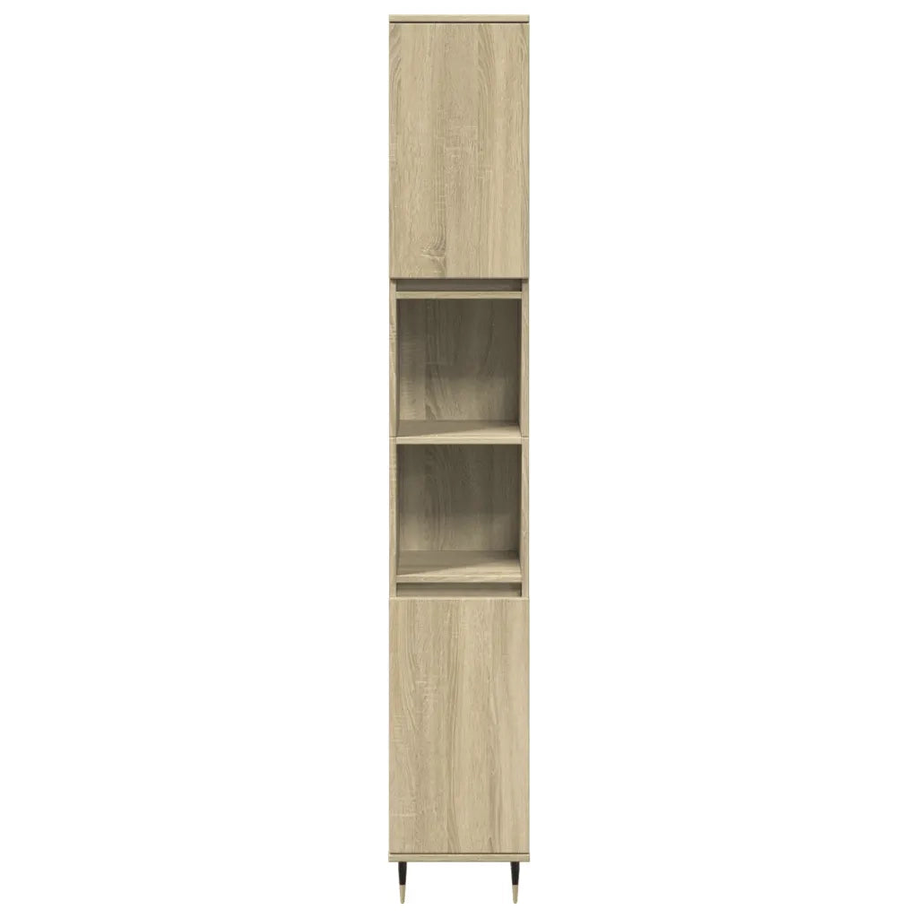 Set Mobili da Bagno 3 pz Rovere Sonoma in Legno Multistrato