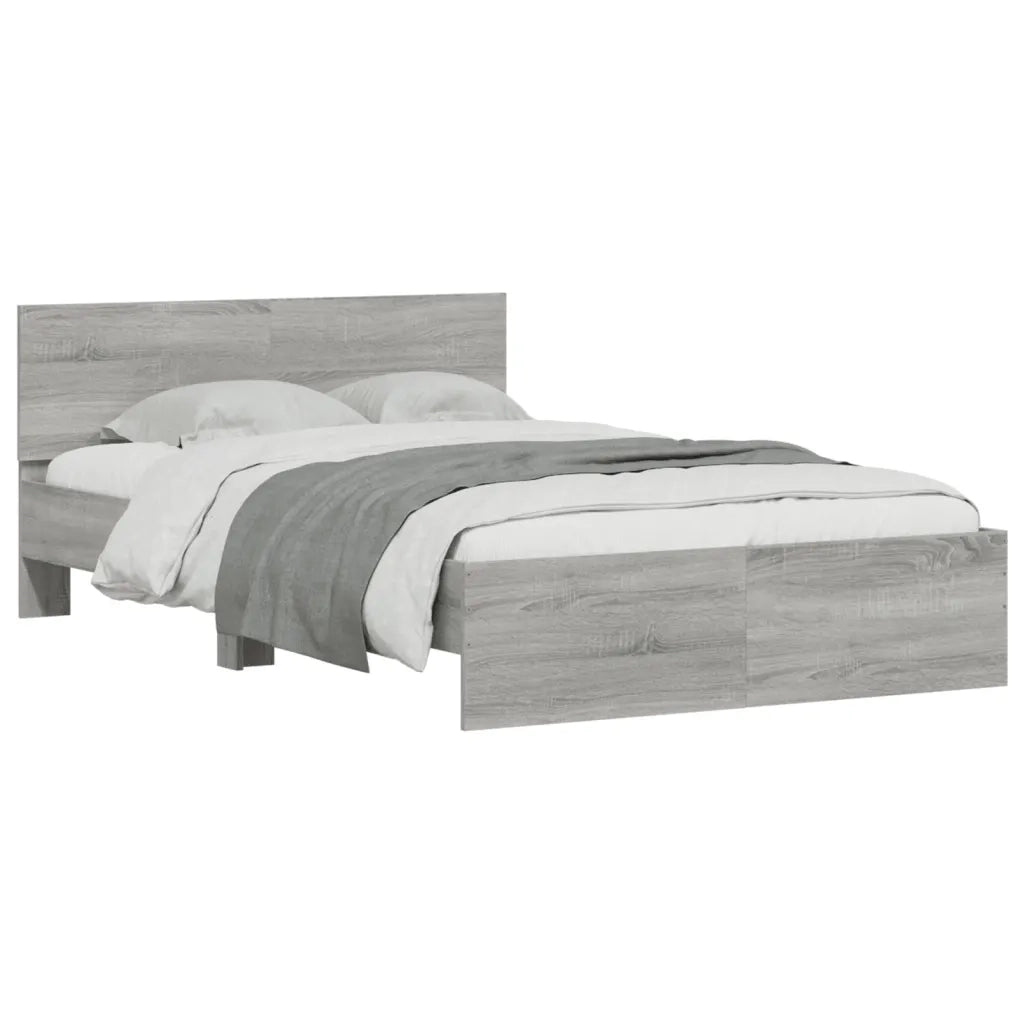 Giroletto con Testiera-Struttura Letto con testiera Grigio Sonoma 135x190 cm