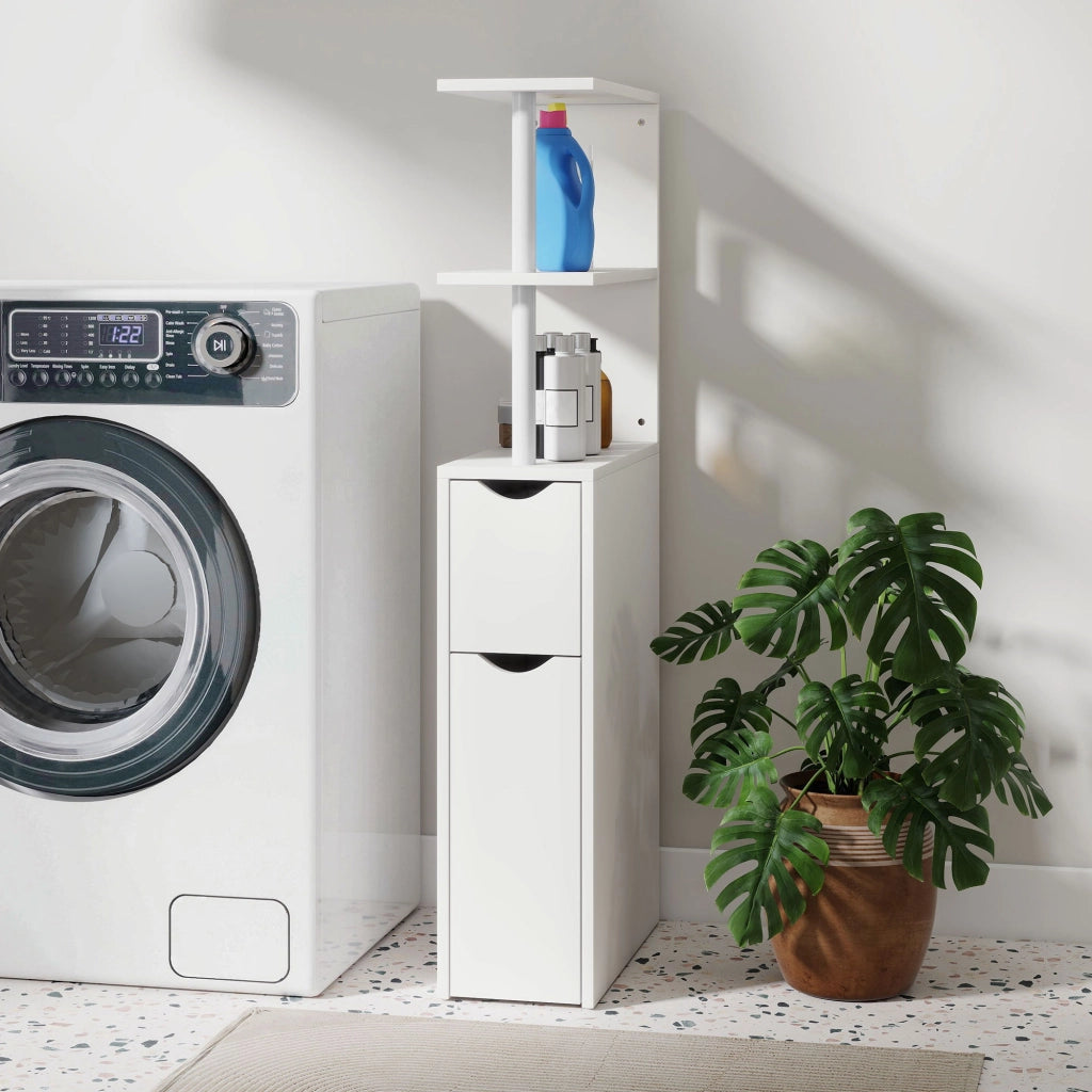 Mobile Bagno con Cassetto e Ripiani ¨C Zephmum ¨C Bianco 20x45x115