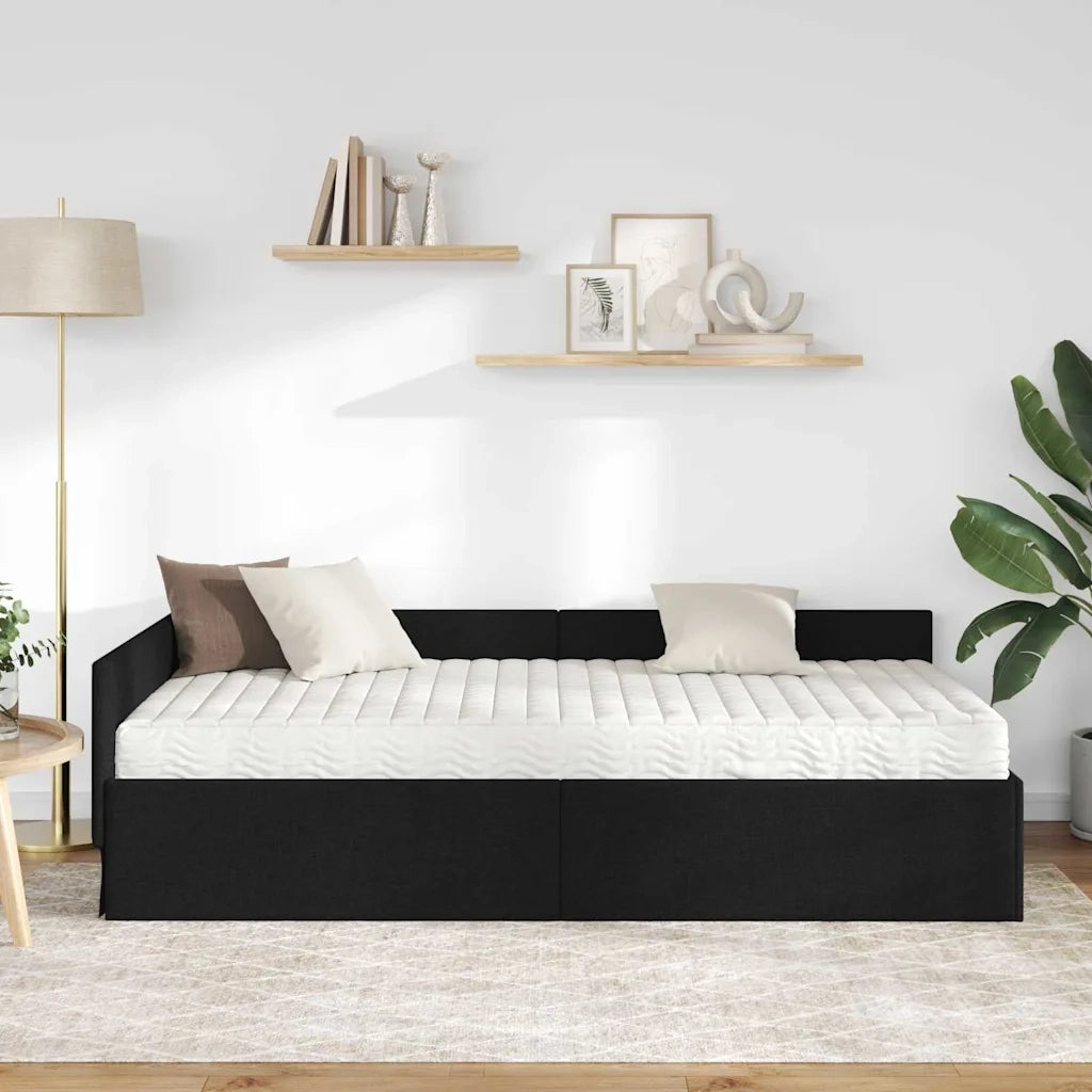 Struttura Letto Angolare con Materasso 2 pz-Giroletto con materasso Verde Tessuto 905114