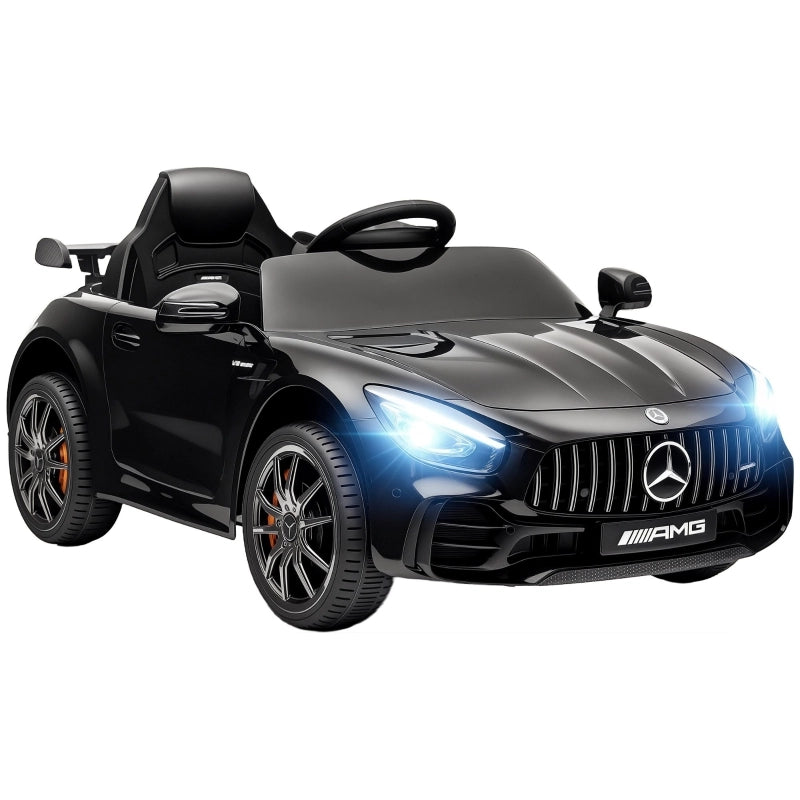 Macchina elettrica per bambini, Mercedes, 3-5 km/h, telecomando, luci e musica, nera
