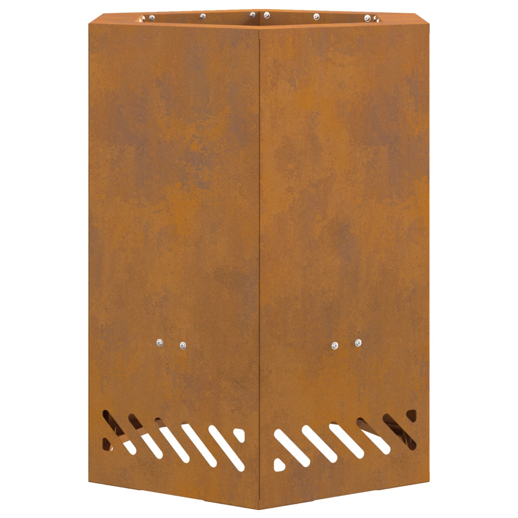 Braciere Senza Fumi Esagonale 38x38x51 cm Acciaio Invecchiato