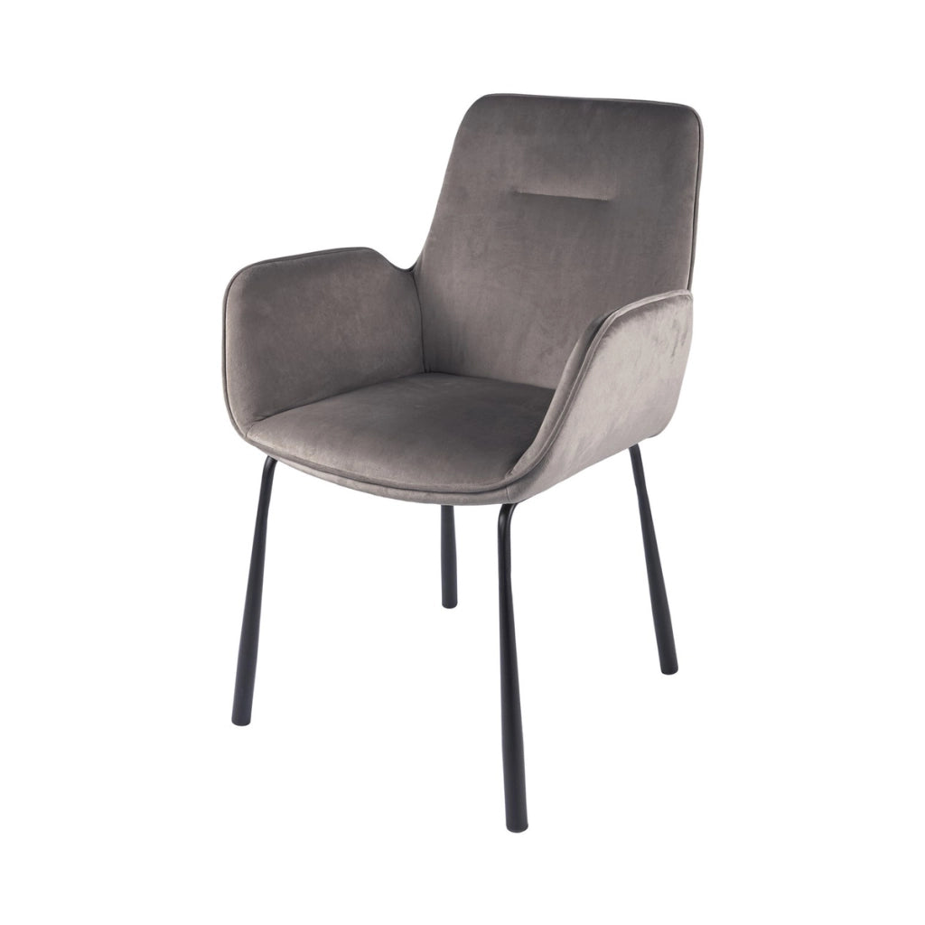 Sedia Eliot 125 con Braccioli in Velluto Grigio