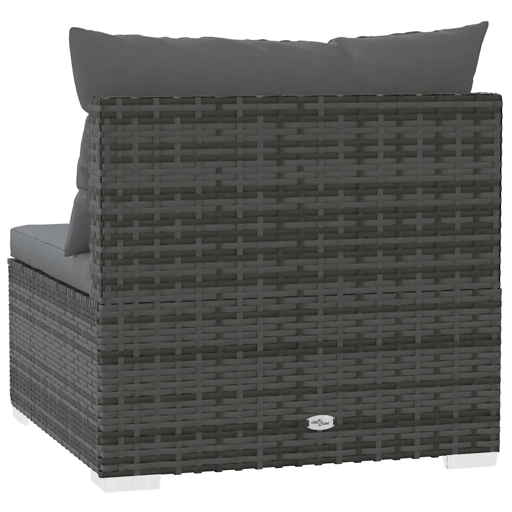 Divano Centrale da Giardino con Cuscini in Polyrattan Grigio 317515
