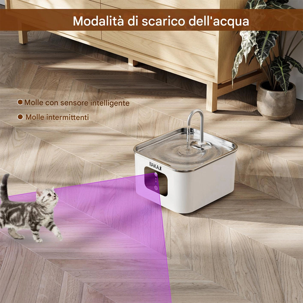 Dispenser Erogatore d'Acqua da 3.5 Litri Intelligente per Animali con Sensore