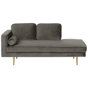 Chaise longue Taupe Velluto Imbottito versione sinistra Orientamento Gambe In Metallo Rafforzamento Cuscino Design Moderno