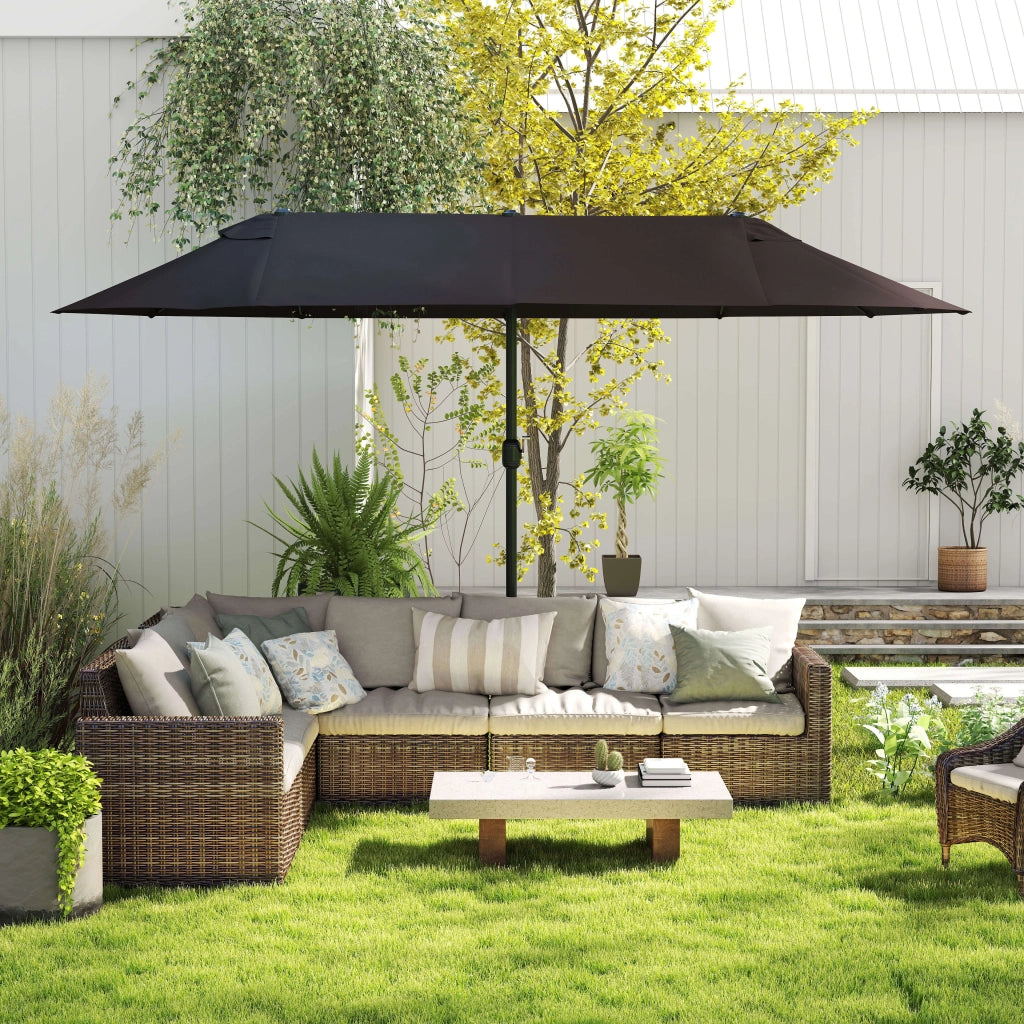Parasol Garden Umbrella Market Parasol Doppio parasole da patio con manovella Ovale verde scuro 460 x 270 x 240 cm