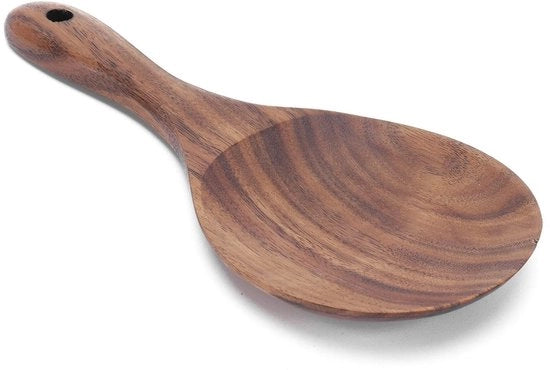 Lepel di Riso in Legno - 18 x 8 cm - Manicotto in Legno - Pieno di Manutenzione - Lepel da Cucina